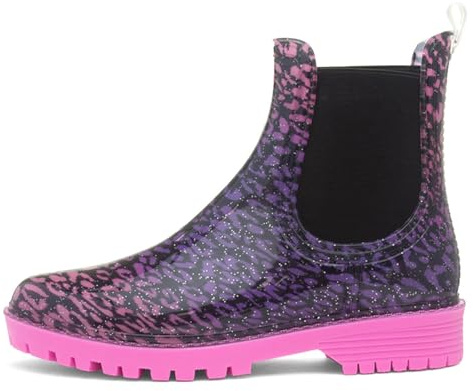Lilley Girls Purple & Black Leopard Print Welly - Size 13 Child UK - Purple