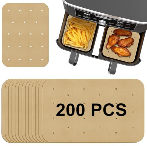 Air Fryer Parchment Paper Liners (200PCS Rectangular) by Magla. Non-Stick BPA-Free Baking Paper for Ninja Air Fryer AF300UK, AF400UK etc. Oil-Proof, Easy Clean up, Air Fryer Accessories