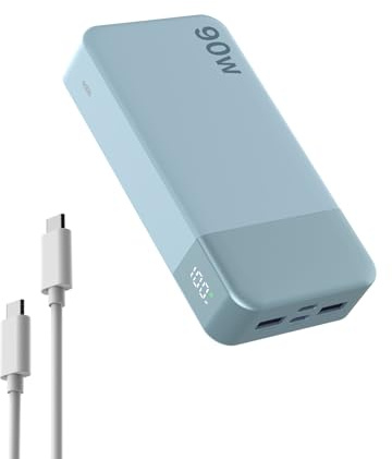 NOBIS 90W Power Bank 20000mAh con Ricarica Rapida per Laptop | Fast Charging Powerbank con 4 Porte (2C+2A) Display LED, Compatibile con Notebook, Tablet, Smartphone e Steam Deck