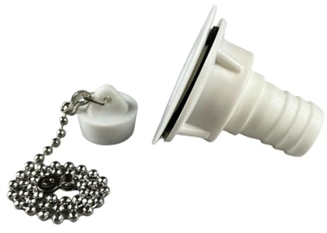 Raccordo di scarico dritto, 19 mm, con tappo per lavabo, roulotte, camper