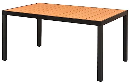 vidaXL Garten Esstisch Witterungsbeständig Gartentisch Gartenmöbel Tisch Balkontisch Terrassentisch WPC Aluminium 150x90x74cm Braun