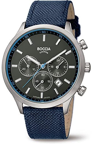 Boccia Herren Armbanduhr Chronograph Quarz Leder 3750-02