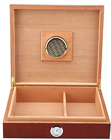 ViaGasaFamido Feuchtigkeitsspendende Zigarrenschachtel Elegante Zigarren-Humidor-Packs Tragbare Mini-Humidor-Zigarrenschachtel Holzkiste Vintage Holz Zigarettenbehälter Aufbewahrungskoffer (Braun)