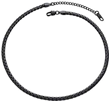 PROSTEEL Damen Kette schwarz kurz platte Venezianierkette Erbskette 36+5cm/4mm verstellbar Gliederkette Collier trendige Halskette Modeschmuck für Frauen Mädchen