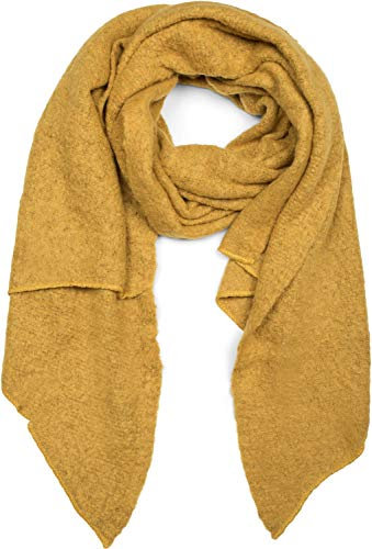 styleBREAKER Damen weicher unifarbener Web Schal in asymmetrischer Form, Winter, Stola 01017118, Farbe:Senf