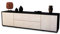 Stil.Zeit TV Schrank Lowboard Tina, Korpus anthrazit matt, Front Holz-Design Zeder (180x49x35cm), mit Push-to-Open Technik & Leichtlaufschienen