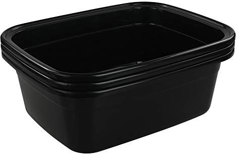 CadineUS 3er-Pack schwarze 16 Quart Waschwanne, Kunststoff, rechteckig