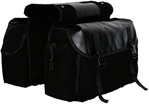 TentHome Retro Fahrradtasche Gepäckträger Satteltasche Gepäcktaschen für Fahrrad Motorrad Doppeltasche Gepäckträgertasche Seitentasche Rücksitztasche Outdoor Cycling (Schwarz)