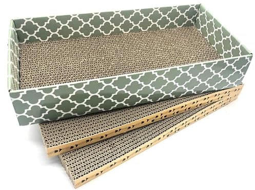 Cat Scratcher Cardboard Scratching Pads Scratch Lounge Bed with Catnip 3PCS Reversible Corrugated Cardboard with Scratch Box