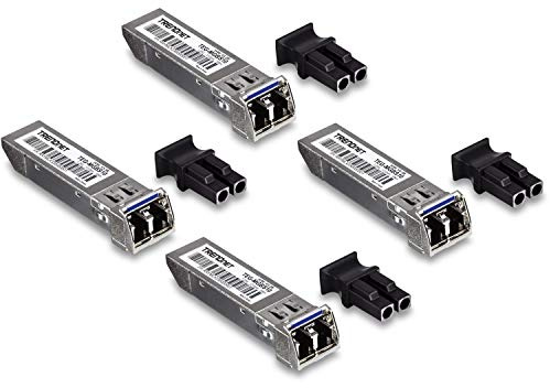 TRENDnet SFP Single-Mode LC Module 4-Pack, TEG-MGBS10/4, For Single Mode Fiber, Distances up to 10km(6.2 Miles), Gigabit SFP, Supports Up to 1.25Gbps, IEEE 802.3z Gigabit Ethernet, Lifetime Protection | For Single Mode Fiber, Distances up to 6.2 Miles, Gigabit SFP, Supports Up to 1.25Gbps,IEEE 802.3z Gigabit Ethernet