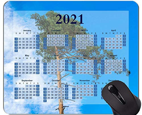 2021 Mauspad Kalender, Baum Natur Himmel Gummi Mauspad