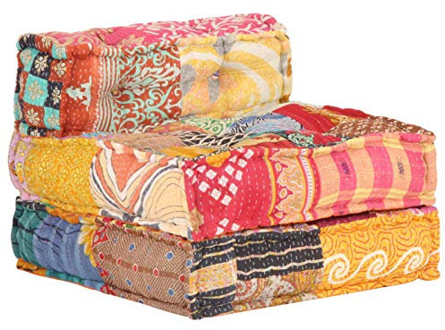 Tidyard Modularer Pouf Patchwork Poufsitzer Bodenkissen Sitzpouf Lounge Sofa Stoff 60 x 70 x 51 cm Mehrfarbig