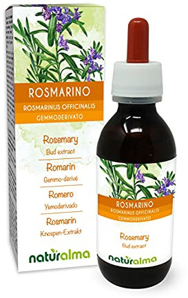 Rosmarin (Rosmarinus officinalis) Alkoholfrei Knospen-Extrakt aus frishen knospen Naturalma - Flüssig-Extrakt Tropfen 120 ml - Nahrungsergänzungsmittel - Veganer