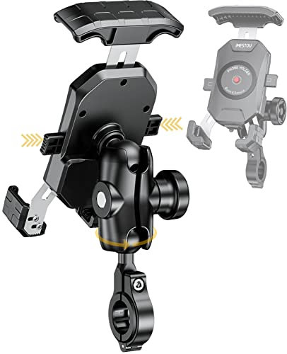 Anti-Diebstahl Motorrad Telefon Halterung-iMESTOU Handlebar Ball Handy-Halter mit Aluminium 1 Ball Base 360 Rotation Universal für 4,0-7,0 Zoll Smartphones