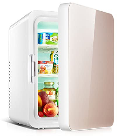 Mini Fridge 10 Liter/12 Can Portable Makeup Fridge with Handle for Skincare, Cosmetics, Food and Car,Champagne Gold