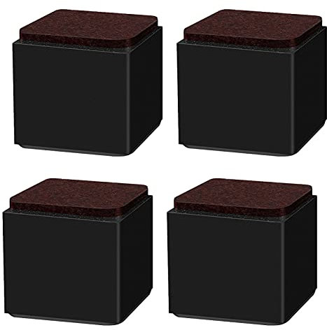 Rehausseur De Meubles En Acier à Haute Teneur En Carbone De 5cm/10cm 4 Pcs Rehausseurs De Meubles Autocollants Carré Pied De Table Pied Canapé,Supporte 220kg,Pour Meuble (10cm,Black)