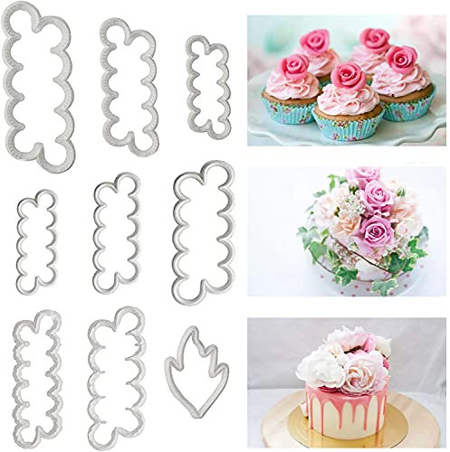 Guanyj 9 Stück Fondant Ausstecher Blumen Kuchen Rosen Ausstecher Fondant Modellierwerkzeug Set Fondant Cookie Cutter Kuchen Fondant Formen Rosen Nelken Pfingstrose Blume für DIY Dekorieren Fondant