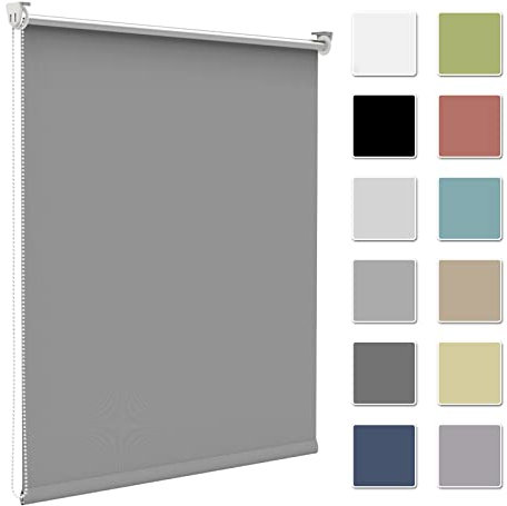 Zarnan Store Enrouleur Occultant sans Perçage, Isolant Thermique pour Fenêtre ou Porte, Facile à Installer, Protéger Votre Vie Privée, pour Chambre,Salon, Salle de Bain,Gris Clair,50l x 150L cm