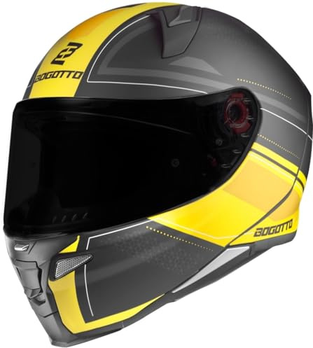 Bogotto FF110 Cinder Helm, schwarz matt/gelb, XS
