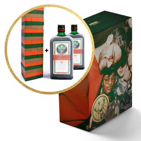JÄGERMEISTER - Licor de Hierbas Pack 2 x 700 ml + Juego Meister Bricks, con 56 Ingredientes Naturales