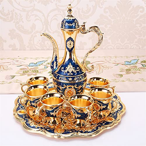 8 pièces Distributeur de Verre à Vin Blanc Ménage Petit Ensemble Décoration de Flasque en Métal de Style Occidental (Couleur : B)