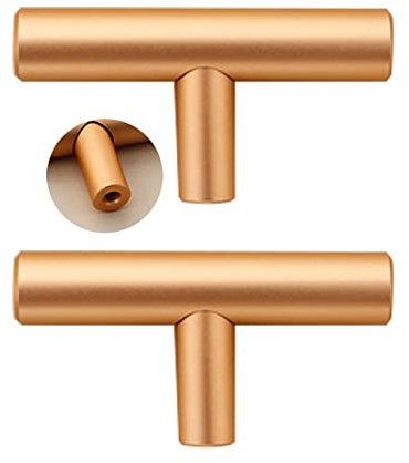 2pcs Cabinet Pulls Aluminum Alloy Drawer Handles Rose Gold Kitchen Knobs T Bar,Cupboard knockers Bedroom Knob Knobber for Dresser Wardrobe Door Levers,Furniture Hardware (Single Hole)
