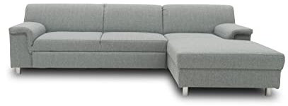 DOMO. collection Ecksofa Junin, Sofa in L-Form, Moderne Couch, Polsterecke, Eckcouch 251 x 150 x 72 cm (BxTxH), Silber