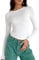 Women's Slim Fit Crop Tops Casual Solid Color Crew Neck Long Sleeve Tight T-Shirt Basic Blouse Tee Tops (White, M)