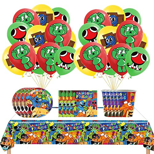 Dinoeye Geburtstagsdeko: Luftballons, Partygeschirr, Tischdecke, Teller, Pappteller, Servietten - Cartoon-Muster - Geburtstagsparty Deko