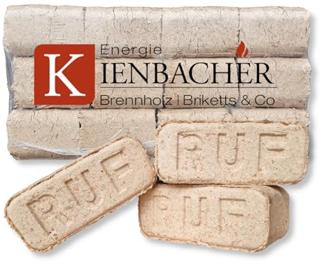 Energie Kienbacher® RUF Holzbriketts 50 kg im Paket TOP Hartholzbriketts aus Buche/Eiche Kamin Ofen Heizen Holz Gluthalter Brennholz Ofenbriketts Kaminbriketts Premium Öko Holzbriketts (5 x 10 kg)
