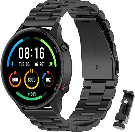 SenMore Correa Compatible Con Xiaomi Mi Watch/S1/S1 Active, Pulsera de Repuesto de Metal de Acero Inoxidable, 22mm