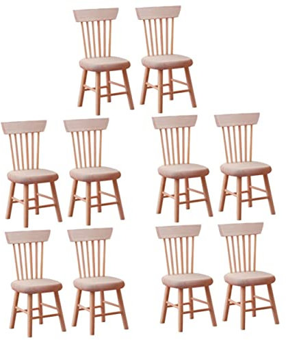 Toyvian Meubles Miniatures en Bois Beige 10 Petites Chaises pour Maison De Poupée Échelle 1/12 Accessoires Artisanaux Légers Et Stables Décoration Cadeau pour Famille Et Amis