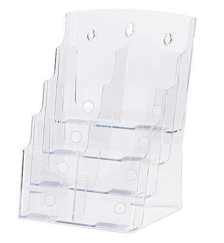 Prospektständer Acryl DL 8 Fächer 4 Etagen Flyerhalter, Format 1/3 A4 - DIN Lang (DL) - A6, Tischaufsteller / zum Wand Aufhängen, Katalogständer Halter für Broschüren Werbung Menüs Karten, TKD8633