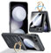Vizvera for Samsung Galaxy Z Flip 5 Case with Hinge Protection, Bulitin Outer Screen Protector, Ring, Kickstand Military Grade Phone Case Protective Silicone Z Flip 5 Cover Shockproof 2023-Black