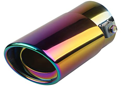 JNNJ Auto Auspuffblende Endrohr, Edelstahl Auto Auspuff Endrohr, Auto Schalldämpfer Endrohr, Schalldämpfer Sport Sportauspuff Endrohrblenden Blende(Gerade-Mehrfarbige)