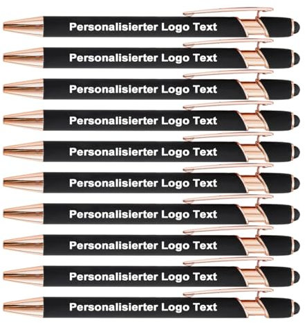HEYZARDA Kugelschreiber mit Gravur Namen Text Logo für Büro Schule Business Stift Schwarz 50 Stück