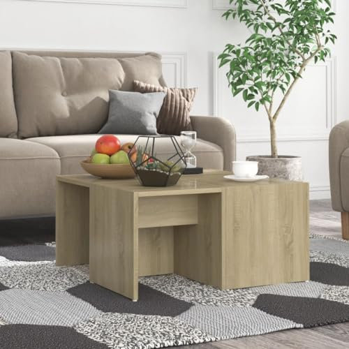 BIGBARLEY Couchtisch, Couchtisch im Industriestil, Wohnzimmer-Schlafzimmer, einfach zu montieren,Couchtische 4 STK. Sonoma-Eiche 33x33x33 cm Holzwerkstoff