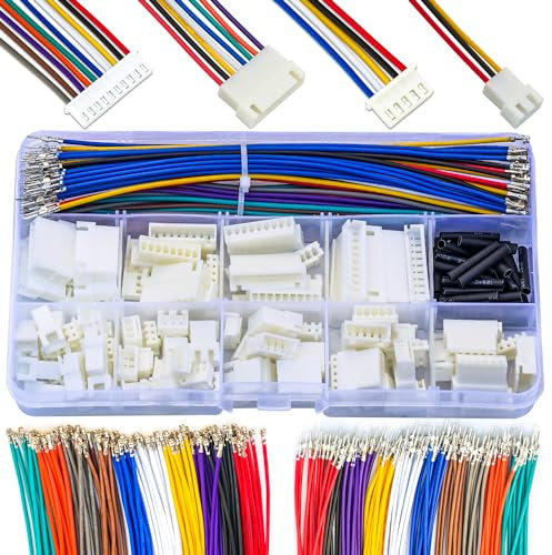 Kidisoii JST Connector Kit 2.5mm Pitch JST-XH 2.54 Male Female Connector with Premium 22AWG Pre-Crimped Cables,XH 2.54mm Connector 2/3/4/5/6/7/8/9/10 Pin Male Female Housing (XH-MF-Kit)