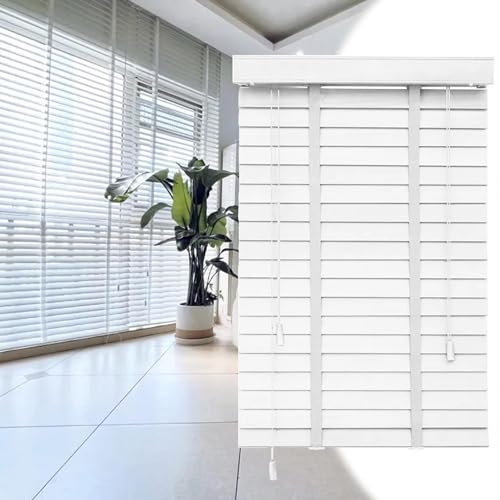 Horizontale Jalousien, weiße Jalousien aus Holz, Jalousien aus natürlichem Massivholz, Fensterläden for Innen- und Außentüren, Sonnenschutz/Wärmeisolierung/atmungsaktive Vorhänge (Size : 150x200cm/59