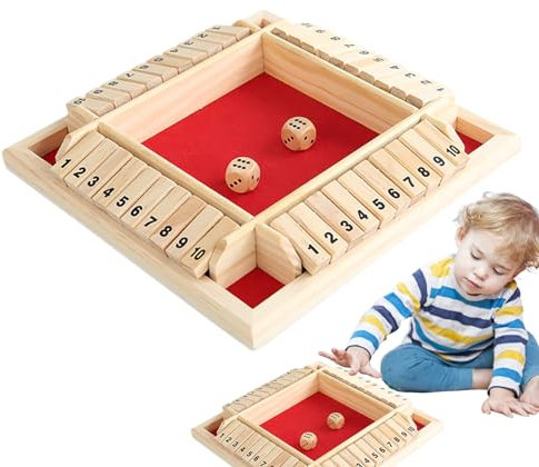 CENMOO Würfelspiel in der Box – Mathematikspiele aus Holz – Strategiespiel für Kinder Erwachsene, Familie, Klasse, Zuhause, Party oder Pub, Barspiele, Brettspiele, 2-4 Spieler