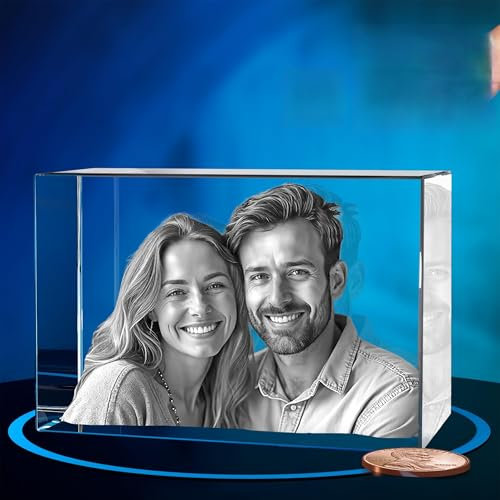 ArtPix 3D Cadeau de Noël avec photo en cristal pour maman, papa, homme, femme, cadeau de Noël idéal avec votre propre photo, photo 3D rectangulaire en cristal, mini image 3D personnalisée