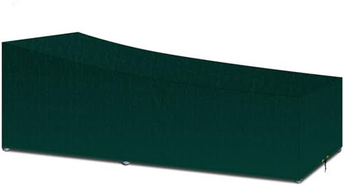 PATIO PLUS Abdeckung für Sonnenliegen, wasserdicht, Polyethylen-Gewebe, für den Außenbereich, Garten, Sonnenliege, winddicht, UV-Schutz, 220 x 80 x 35/55 cm, Grün