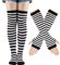 LUHOHI Black and White Striped Arm Leg Warmers Sleeves Set Rainbow Socks Knee High Fingerless Gloves Hand Thigh Warm, White, One Size