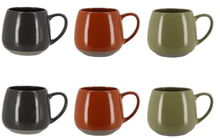 NOVASTYL - Lot 6 mugs terra 40cl en grès 3 couleurs assorties - 2414125