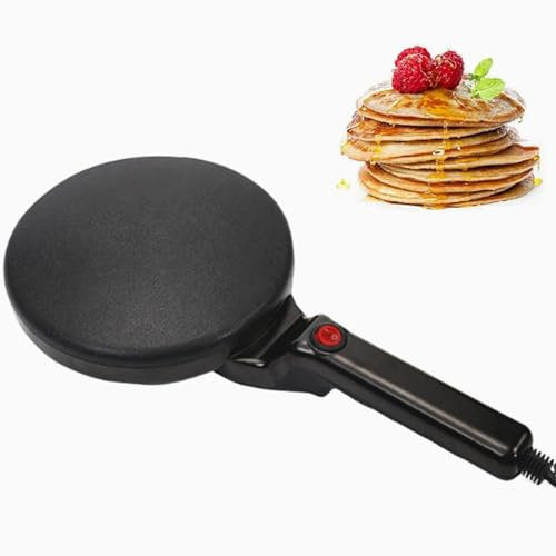 Crepera Eléctrica Antiadherente, Sartén para Crepes Portátil De Mano, con Recubrimiento Antiadherente Y Batidor De Huevos, Control Termostático, para Crepes, Panqueques, Tortillas