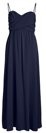 Vila Damen Kleid VISTINE Draping Strap Ankle Dress/BM/DC (DE/NL/SE/PL, Numerisch, 38, Regular, Regular, Navy Blazer)