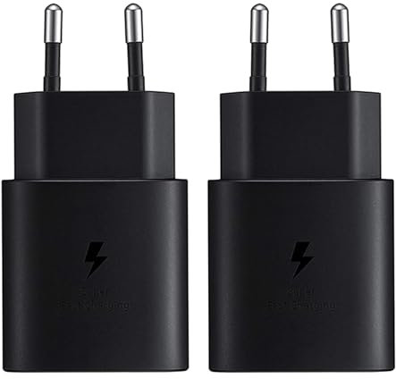 2 Pezzi 25W USB C Caricatore Veloce per Samsung Galaxy S25 S24 S23 S22 S21 S20 Plus S24+ S23+/Z Fold 6/ Z Flip 6 5G/ Note20/10/A54 A55/ iPhone, iPad, Tablet, Alimentatore Adattatore di Ricarica