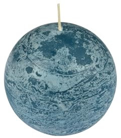 Homéa, Kugelkerze, Durchmesser 7,5 x Höhe 7 cm, rustikal, Farbe Pfauenblau
