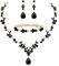 Clearine Hochzeit Schmuckset für Damen Braut Y Halskette Tennis Armband und Ohrringe baumeln Set Kristall Teardrop Marquise Cluster Schmuck für Brautjungfer Schwarz Gold Tone