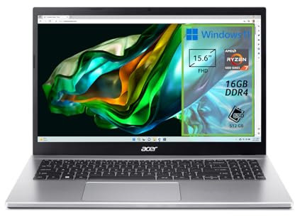 acer Aspire 3 15 A315-44P-R3ZV PC Portatile, Notebook, Processore AMD Ryzen 7 5700U, RAM 16 GB DDR4, 512 GB PCIe NVMe SSD, Display 15.6 FHD LCD, Scheda Grafica AMD Radeon, Windows 11 Home, Silver